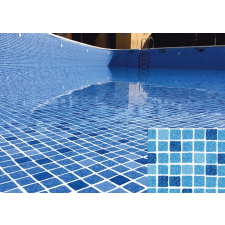 ELBTAL típusú poliészter szövetszál erősítésű úszómedence fólia, csúszásmentes, 165 cm széles 1,5 mm vastag - kék mozaik színben medence kiegészítő