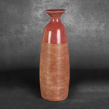  Elda kerámia magas váza Piros/világosbarna 18x17x51 cm dekoráció