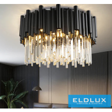 ELDLUX Kristály üveg mennyezeti lámpa E14×6 D400x300mm Fekete világítás