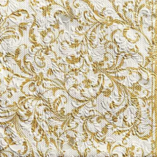 Elegance Damask White/Gold dombornyomott papírszalvéta 33x33cm,15db-os konyhai eszköz
