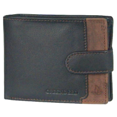  Elegáns fekete-barna kívül kapcsos  férfi marhabőr pénztárca Green Deed