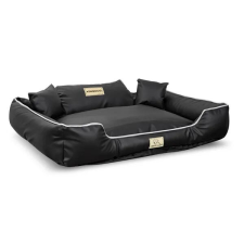 Elegáns fekete ökobőr fekhely xl 115x95cm szállítóbox, fekhely kutyáknak