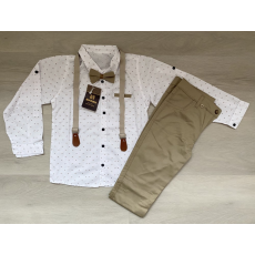  Elegáns négy részes fiú szett, fehér-bézs, 140
