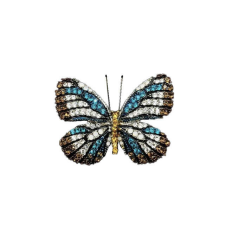 Elegáns női pillangó bross színes kavicsokkal, Royal pillangó bross