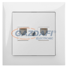 ELEKTRO-PLAST 1451-00 "Sentia" süllyesztett 2xRJ11 aljzat, fehér, kerettel villanyszerelés