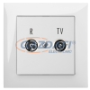 ELEKTRO-PLAST 1455-00 "Sentia" süllyesztett R-TV csatlakozó aljzat, 14dB, „átmenő”, fehér, kerettel