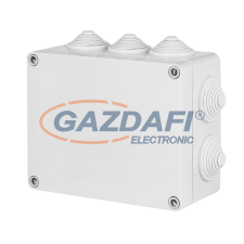 ELEKTRO-PLAST 2707-02 kötődoboz 8 kúpos kábelbevezetővel, csavaros fedéllel, 198x139x82mm, szürke, IP55 villanyszerelés
