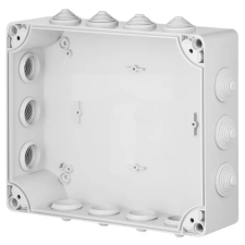 ELEKTRO-PLAST 2724-02 kötődoboz 7 kúpos kábelbevezetővel, csavaros fedéllel, 342x282x165mm, szürke, IP55 villanyszerelés