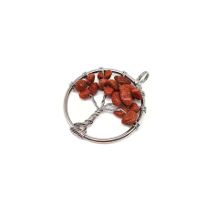 Életfa medál drótos goldstone vörös 3cm medál