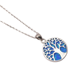  Életfa medál nyaklánccal kék opállal nyaklánc