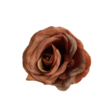  Élethű selyem nyílott rózsafej barna 8cm dekoráció