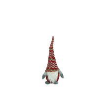 Elf karácsonyi dísz, Flippy, piros/szürke, textil, 52 cm karácsonyi dekoráció