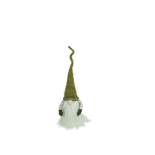 Elf karácsonyi dísz, Flippy, zöld/fehér, textil, 53 cm karácsonyi dekoráció