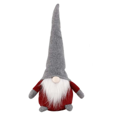 Elf karácsonyi dísz, szürke kalap, flippy, textil anyag, 40 cm, piros karácsonyi dekoráció