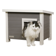  Eli ECO macskaház, ajtóval, 57x45x43 cm, szigetelt, UV és időjárásálló, nyitható tető macskafelszerelés