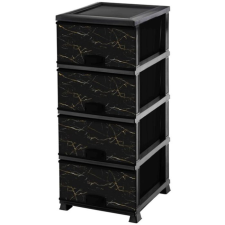 Elif Plastik Komód 4 fiókos dekor mintával – többféle színben Fekete bútor