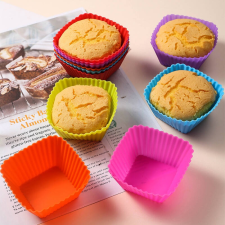 Elite Home 12 részes színes szilikon muffin sütőforma - szögletes sütés és főzés