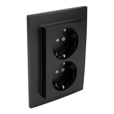 ELKO EP Hungary Efapel 90332_CPM gyerekzáras dupla dugalj, fekete villanyszerelés