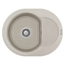 ELLECI Easy Round 600 Granitek Mosogatótálca - 60x47 cm, Bianco Soft, Csepptálcás mosogatótálca