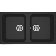 ELLECI LIFE 450 G40 2 medencés mosogatótálca, 860x500 mm, Helytakarékos szifon, szűrőkosár mosogatótálca