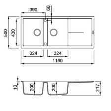 ELLECI - Mosogatótálca Unico 500 M73 titanium mosogatótálca