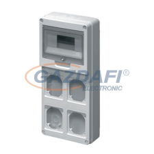 Elmark ipari csatlakozódoboz, üres, 4 aljzat, 8 modul, IP65, 200x430x95mm, szürke villanyszerelés