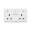 Elmark LONDON DOUBLE SOCKET WITH 1P BUTTON SWITCH NEON WH