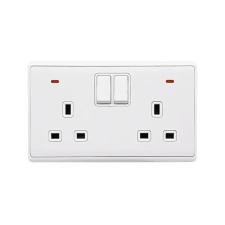 Elmark LONDON DOUBLE SOCKET WITH 1P BUTTON SWITCH NEON WH villanyszerelés