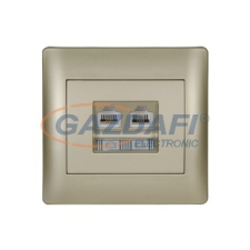 Elmark &quot;Rhyme&quot; süllyesztett dupla informatikai csatlakozóaljzat RJ45, metál pezsgő villanyszerelés