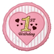 Első születésnap Pink fólia lufi 36 cm party kellék