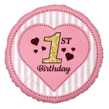  Első születésnap Pink fólia lufi 36 cm party kellék