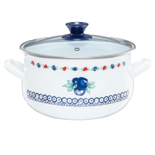 Emalia Olkusz Kalina zománcozott fazék fedővel 22 cm 5 l edény