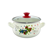 Emalia Olkusz zománcozott fazék fedővel 16 cm/2.2 l áfonya edény