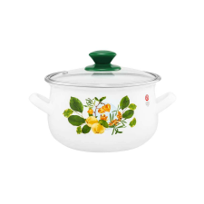 Emalia Olkusz zománcozott fazék fedővel 16 cm/2 l birsalma edény