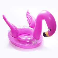 Emili Felfújható, beülős úszógumi, 60x45 cm – rózsaszín, flitteres flamingó úszógumi, karúszó