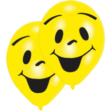 Emoji Smile léggömb, lufi 8 db-os 10 inch (25,4cm) party kellék