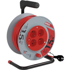 Emos PVC hosszabbító kábel dobon - 4 aljzat, 15m, 1mm2 kábel és adapter