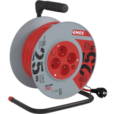 Emos PVC Kábel dobon kapcsolóval - 4 aljzat, 25 m, 1,5 mm2 kábel és adapter