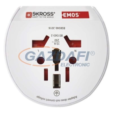 Emos SKROSS P0055N UTAZÓADAPTER FEHÉR villanyszerelés
