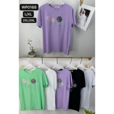 EMT Póló pamut női póló mintás – 2XL/3XL Fekete női póló