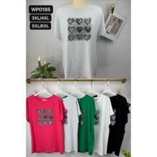 EMT Póló pamut női póló mintás – 3XL/4XL Fehér női póló