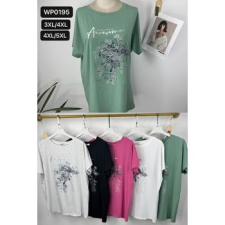 EMT Póló pamut női póló mintás – 3XL/4XL Fekete női póló