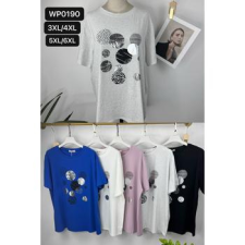 EMT Póló pamut női póló mintás – 3XL/4XL Kék női póló