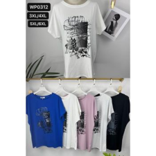 EMT Póló pamut női póló mintás – 3XL/4XL Mályva női póló
