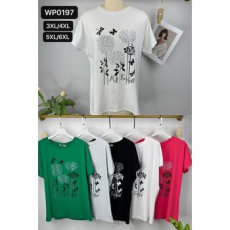  EMT Póló pamut női póló mintás – 3XL/4XL Rózsaszín