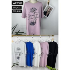 EMT Póló pamut női póló mintás – 5XL/6XL Fehér női póló