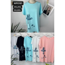 EMT Póló pamut női póló mintás – 5XL/6XL Kék női póló