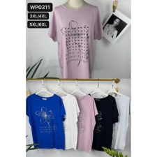 EMT Póló pamut női póló mintás – 5XL/6XL Kék női póló