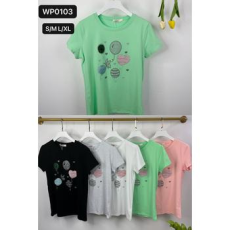  EMT Póló pamut női póló mintás – L/XL Fekete