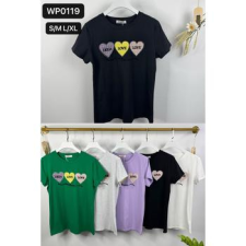  EMT Póló pamut női póló mintás – S/M Fekete női póló